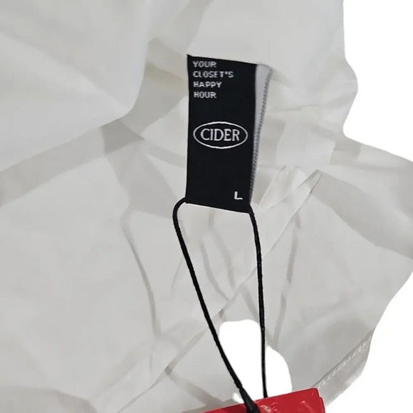 Cider Solid Satin Ruched Mini Dress Ivory White Size L NWT - Picture 8 of 9